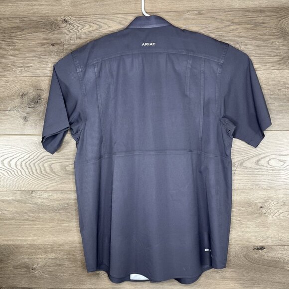 Ariat Tek Button Down Shirt Mens Med Gray Performance Heat Series Button Up - Picture 10 of 14